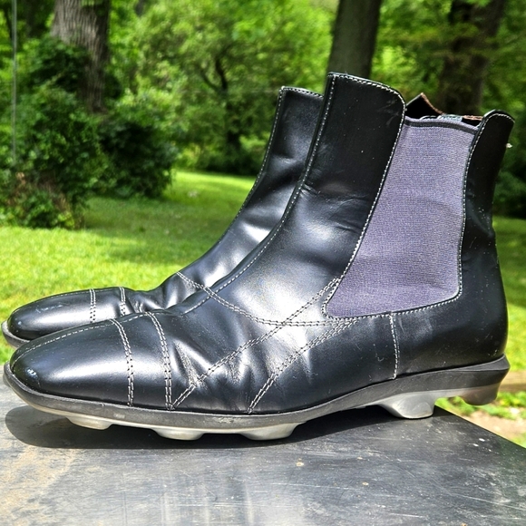 Miu miu Bubble Sole Boot leather black prada dress boots square toe bubble sole - Picture 1 of 16